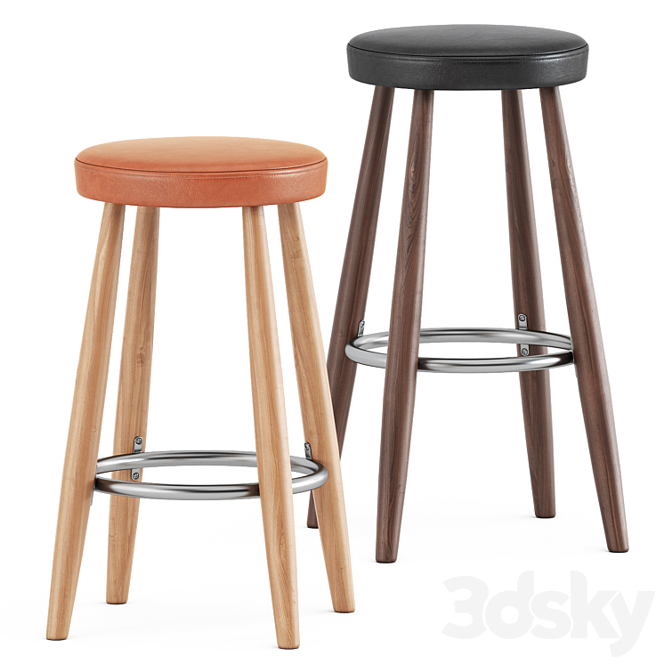 CH56 Bar Stool and CH58 Bar Stool by Carl Hansen Chair 3D model
