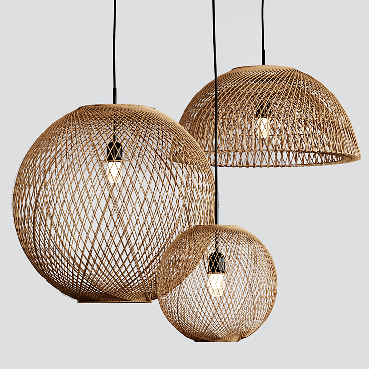 West Elm Wicker Pendant Pendant light 3D model