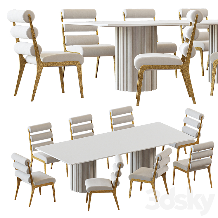 Baker Huxley Dining Table and Lucca Chair Table + Chair 3D model