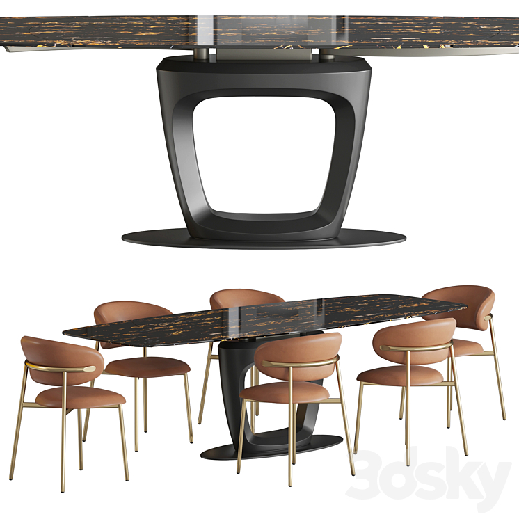 Orbital table Oleandro chair Calligaris Table + Chair 3D model