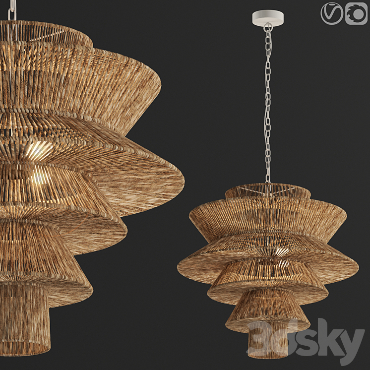 Newport natural chandelier - Pendant light - 3D model