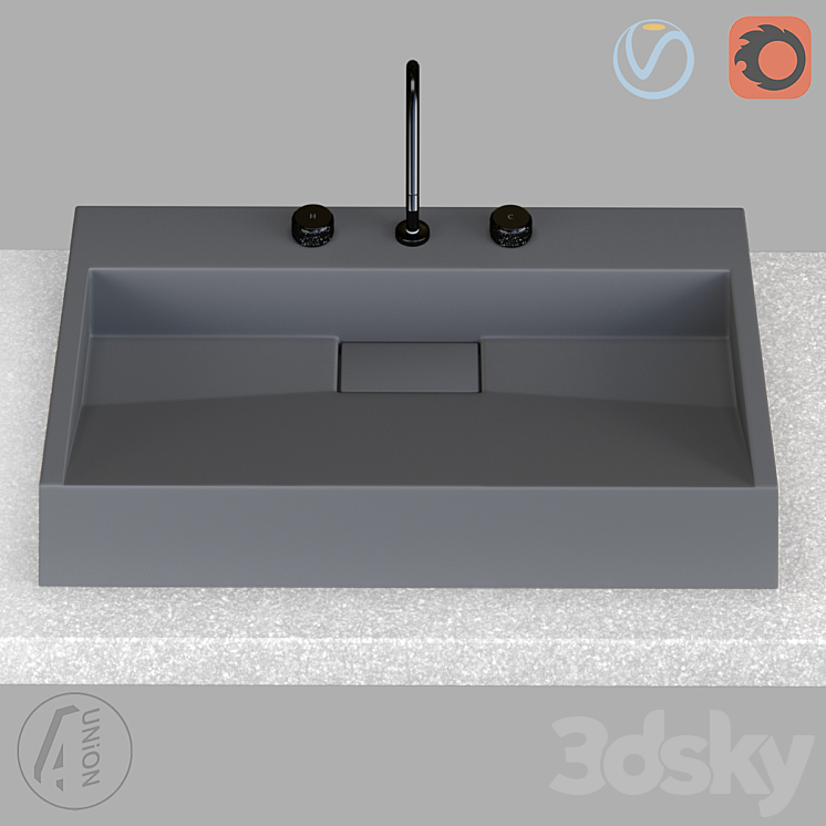 Washbasin gray square Wash basin 3D model