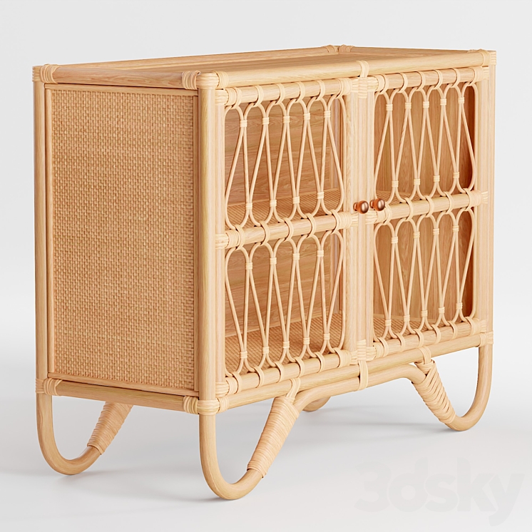 Melody Rattan Storage Cabinet Sideboard Chest of drawer 3D model
