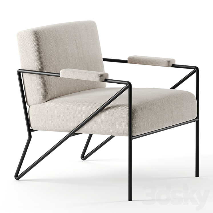 Emmett Lounge Chair by Kelly Wearstler Arm chair 3D model