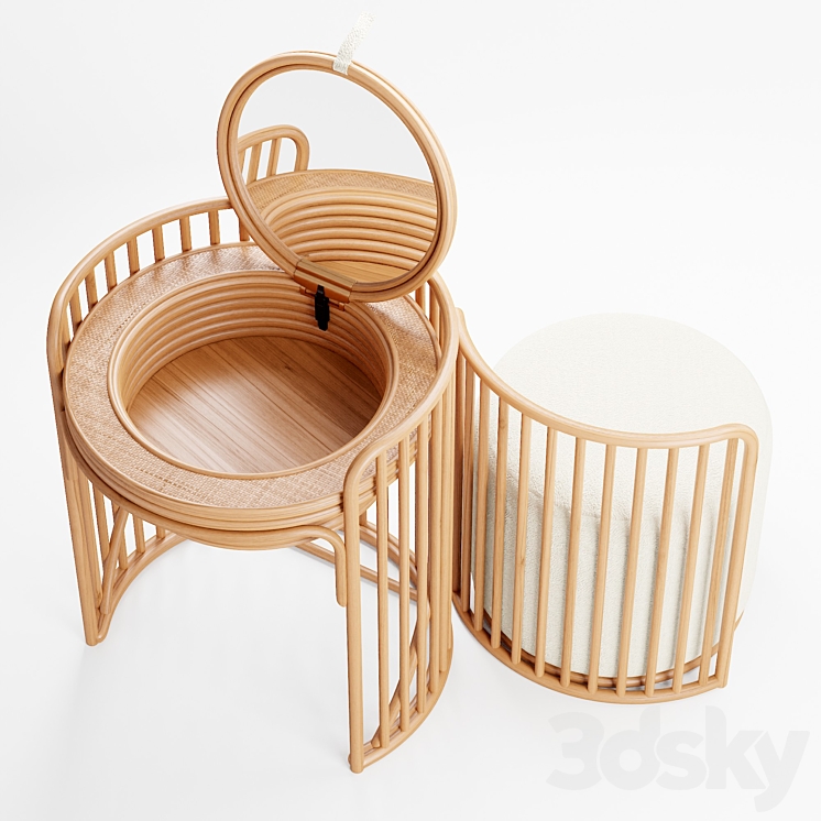 Elise vanity and shop stool set