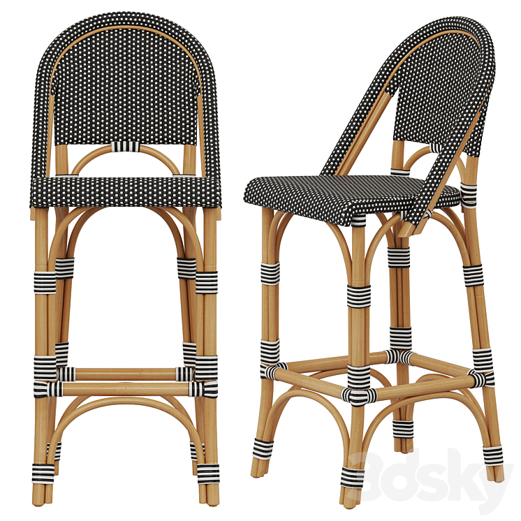 Restoration Hardware St Germain Resin Armless Stool Chair 3D model