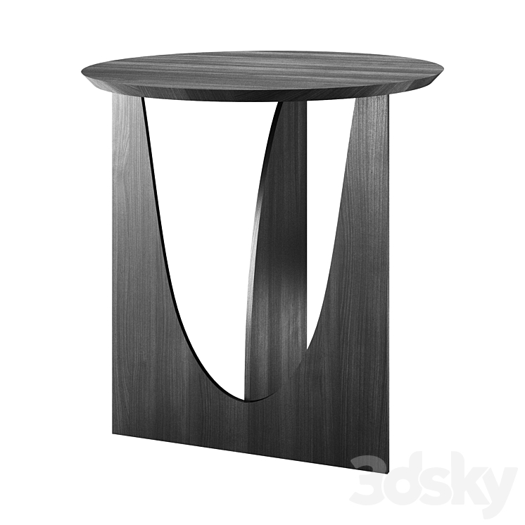 Oak Geometric Black Side Table ETHNICRAFT Table 3D model