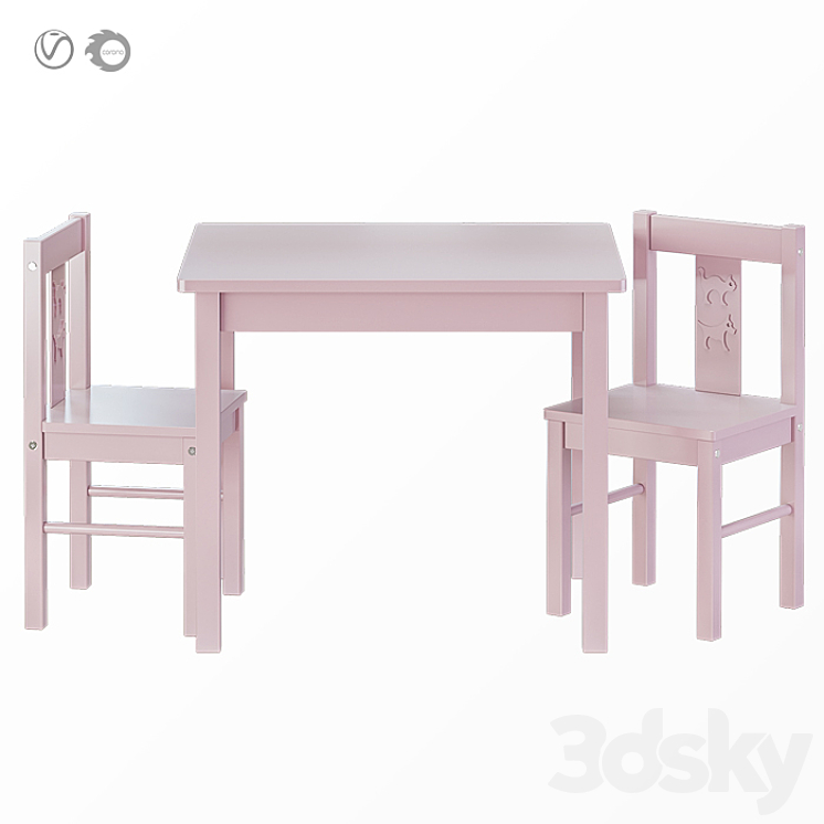 IKEA KRITTER CRITTER Table + Chair 3D model