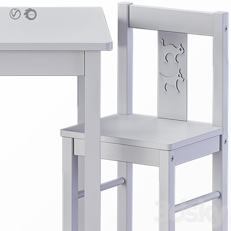 IKEA KRITTER CRITTER Table + Chair 3D model