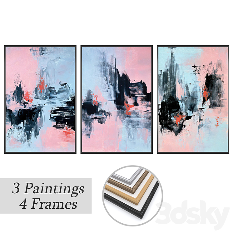 Set of wall paintings No 3524 - Frame - 3D model