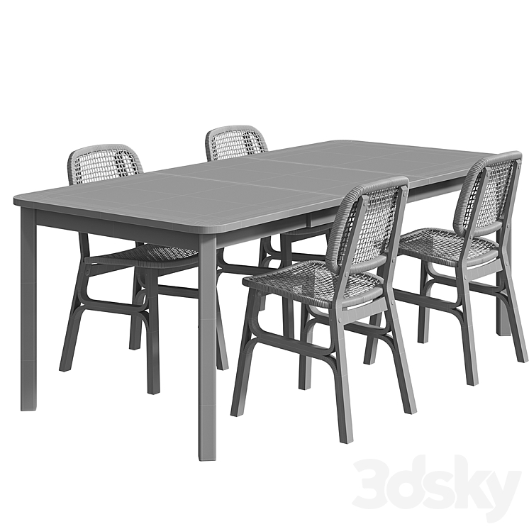 STRANDTORP / VOXLOV IKEA table and chairs - Table + Chair - 3D model