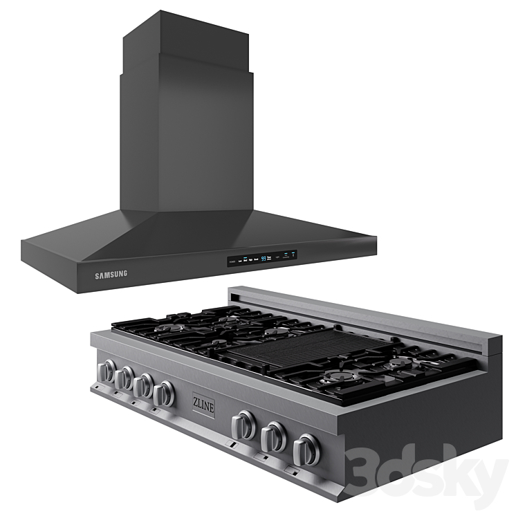 Hood & Stove - Kitchen appliance - 3D model