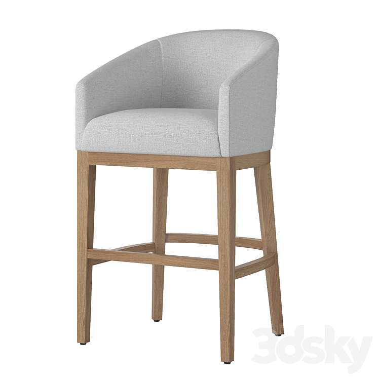 RH MORGAN BARRELBACK SLOPE FABRIC BARSTOOL Chair 3D model