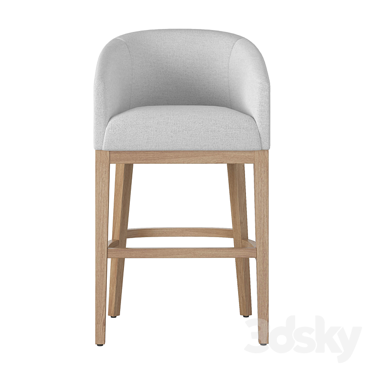 RH MORGAN BARRELBACK SLOPE FABRIC BARSTOOL Chair 3D model