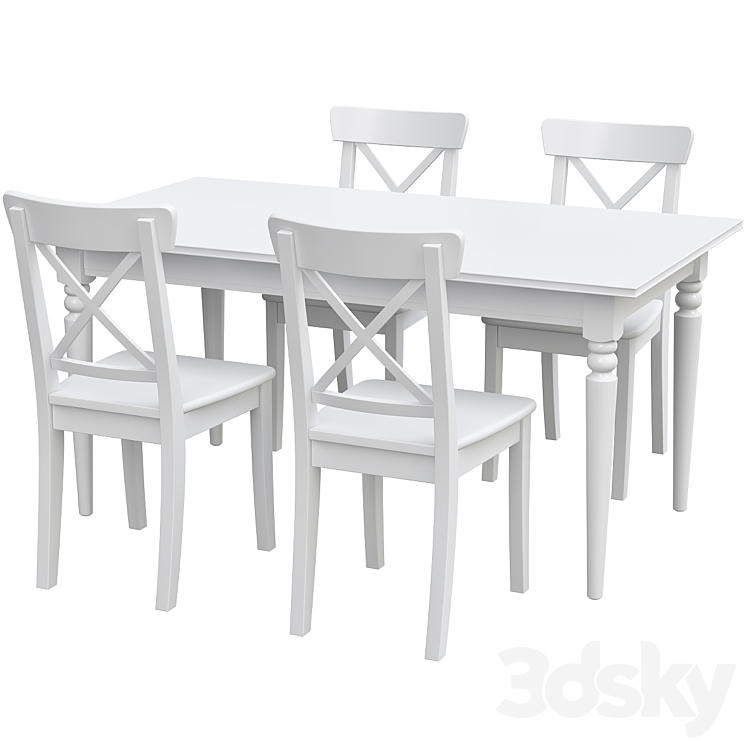 Ingatorp & Ingolf Ikea Table + Chair 3D model