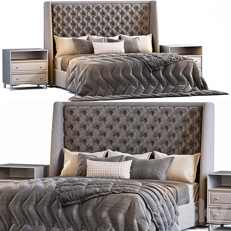 RH Adler Lovely gray bed Bed 3D model
