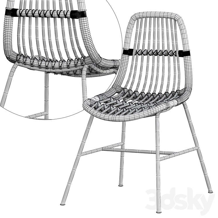 Rattan Dining Chair Chair 3D model