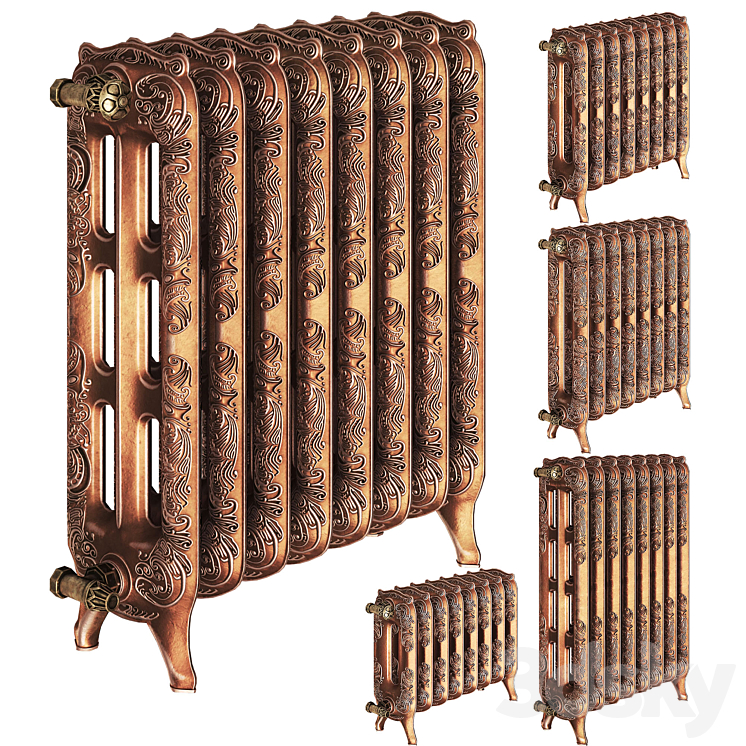 Classic Cast Iron Radiator Bronze Low-ply - Radiator - 3D model