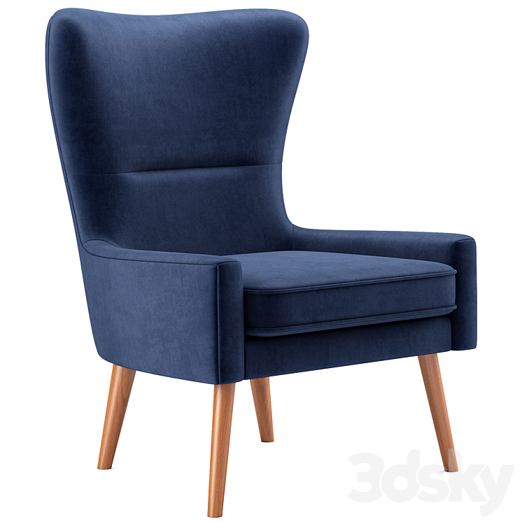 Erik Upholstered Wing Chair west elm Arm chair 3D model