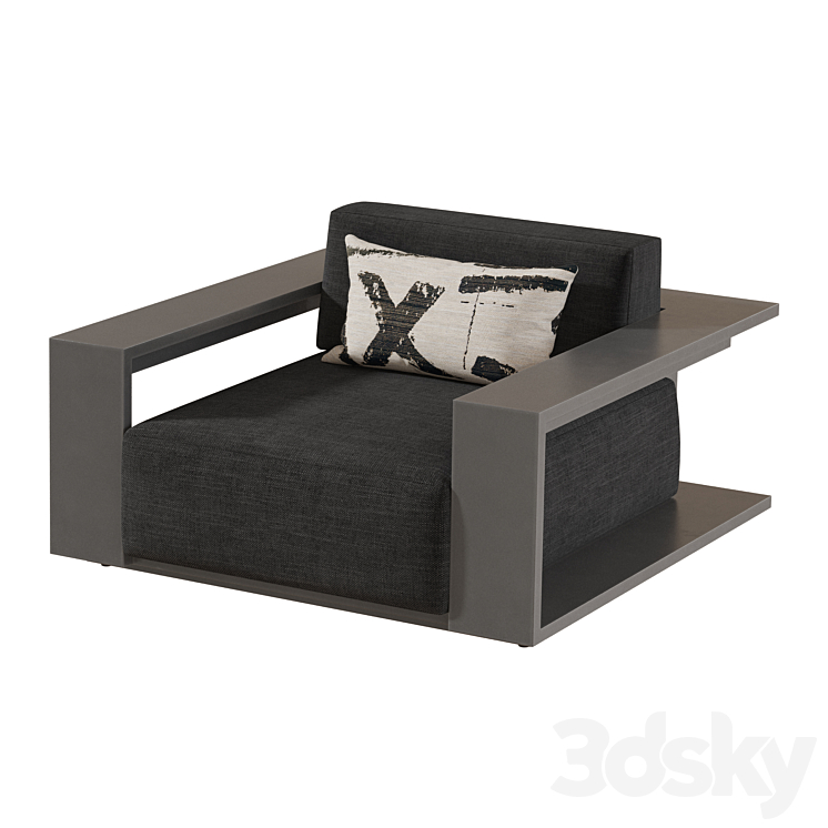 Rh Bahia Lounge Chair Aluminum Arm chair 3D model