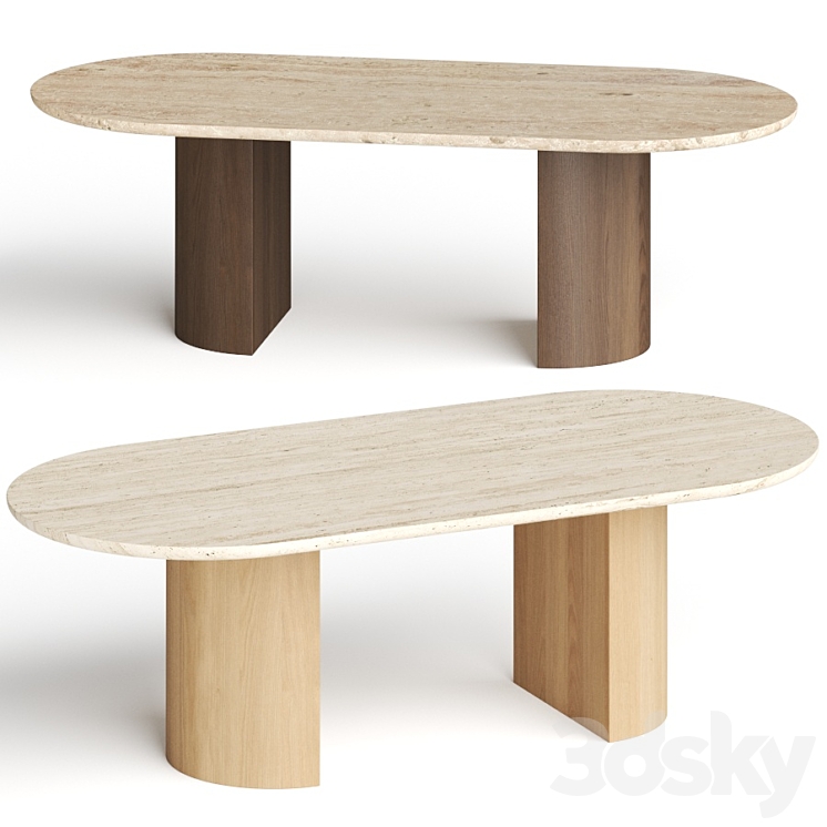 Crate and Barrel Oval Travertine Coffee Table Table 3D model