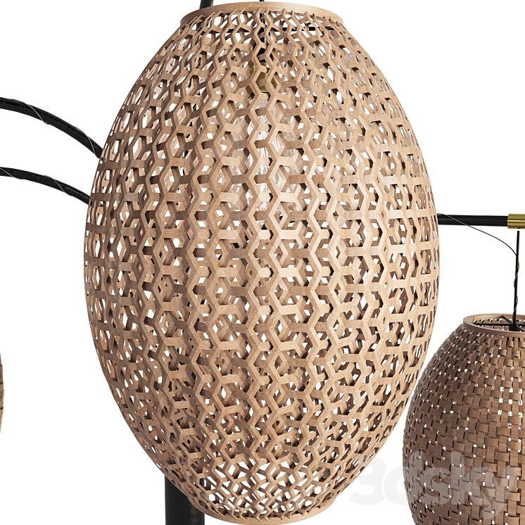 wicker standing lamp Floor lamp 3D model