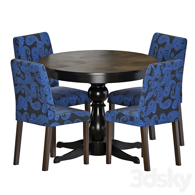 IKEA INGATORP Table And BERGMUND Chair Table Chair 3D model