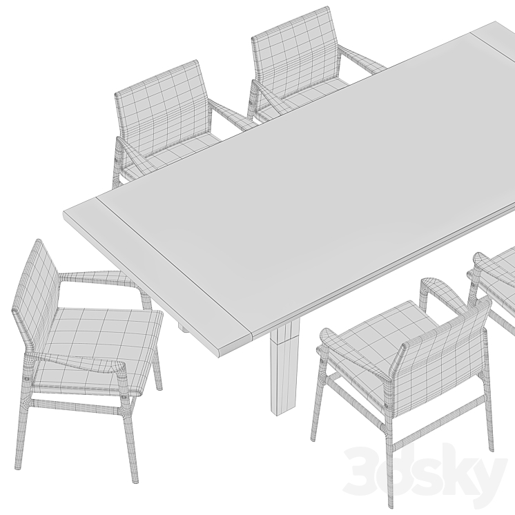 Poliform HOME HOTEL rectangular tables - Table + Chair - 3D model
