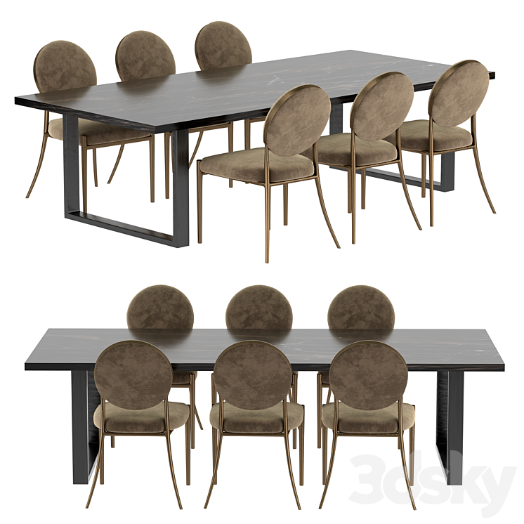 Remington dining set by Eichholz - Table + Chair - 3D model