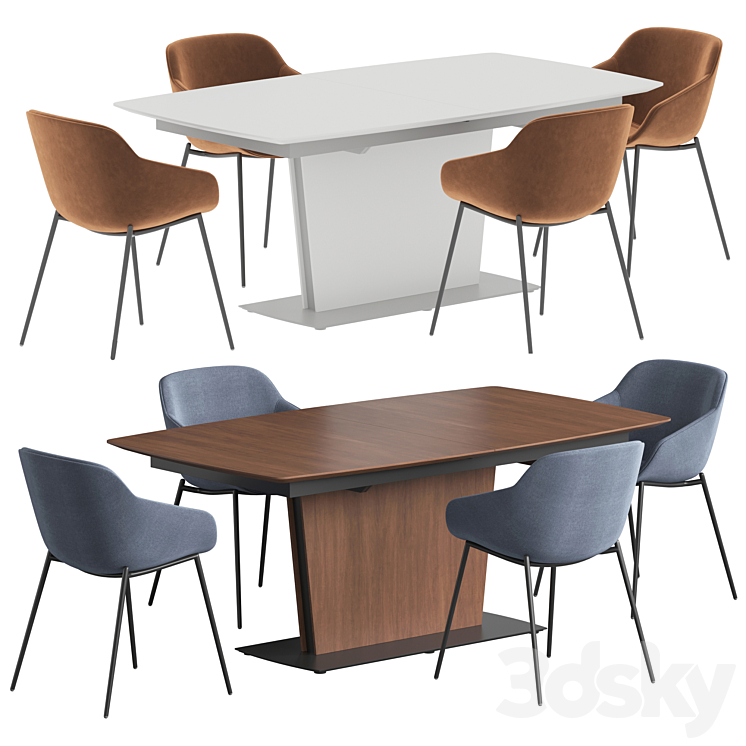 Milano table Vienna chair Boconcept Dining set Table + Chair 3D model