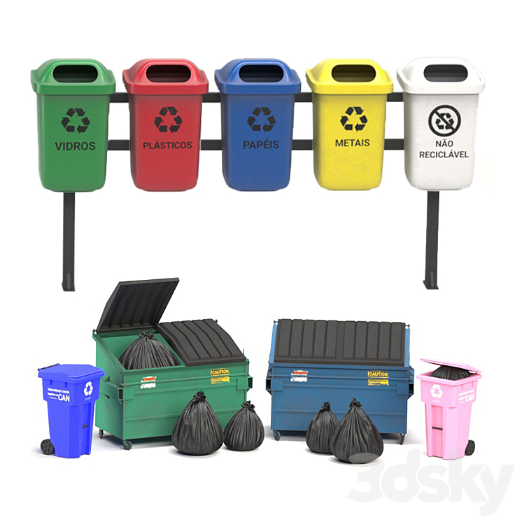 Dustbin trash 01 Urban environment 3D model