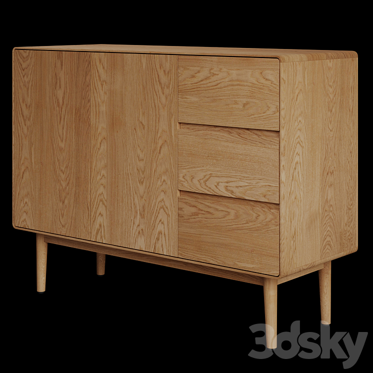 Domayne Zara Natural Buffet Small Sideboard & Chest of drawer 3D