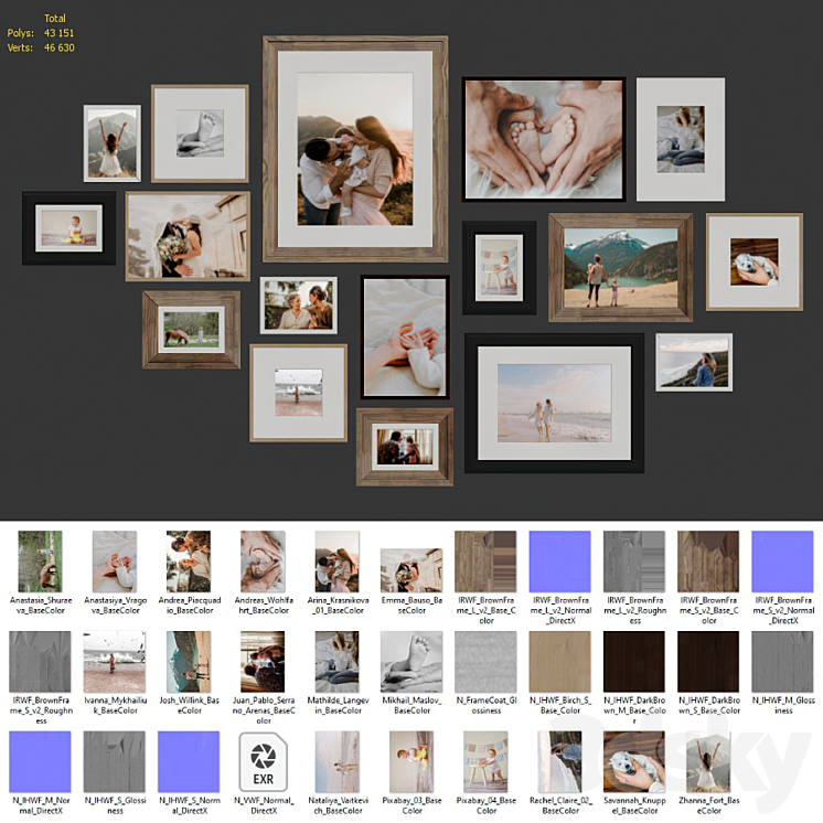 Family photo wall - Frame - 3D model