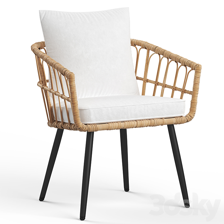 Aliyah Wicker Rattan armchair Arm chair 3D model