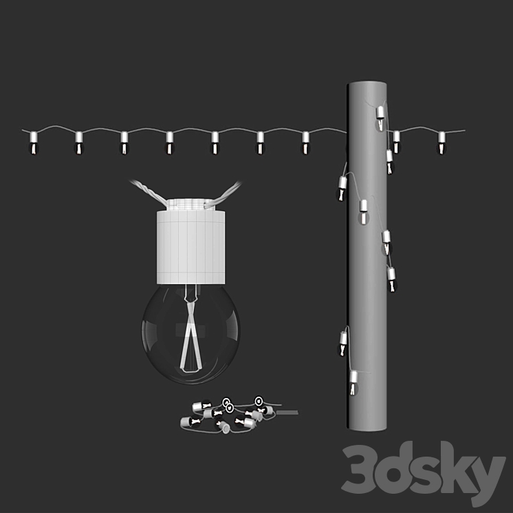 Brass Solar Globe String Lights Technical lighting 3D model