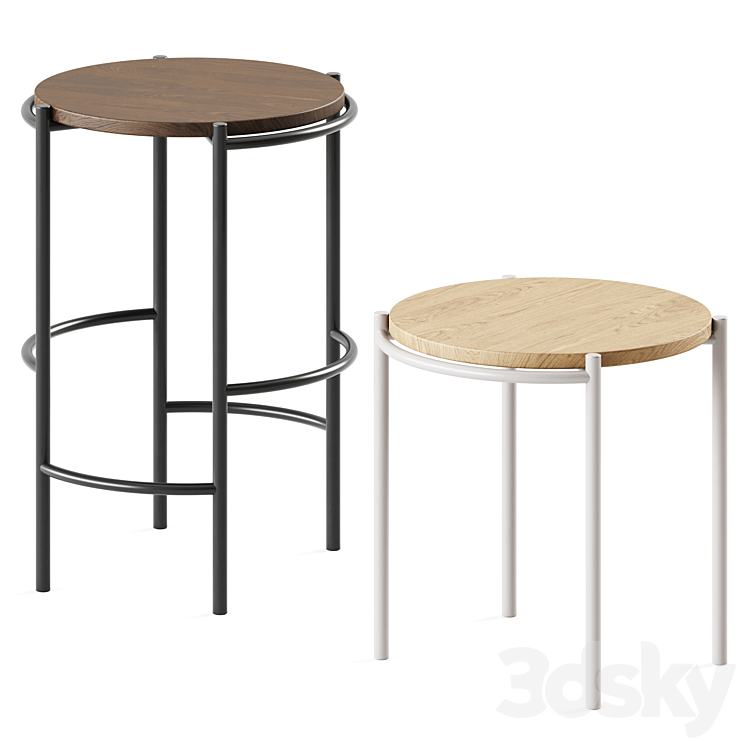 Fomu Stool Range / Wooden Chair Chair 3D model