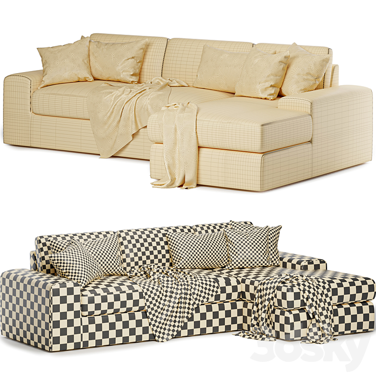 OG couch potato sofa with chaise Sofa 3D model