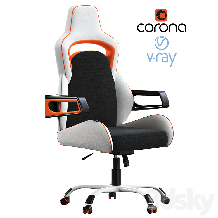 White and shop orange gaming chair