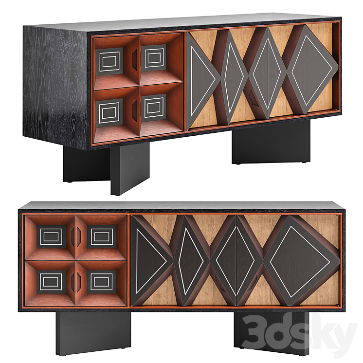 CB2 Paseo Wood Media Credenza Sideboard & Chest of drawer 3D model
