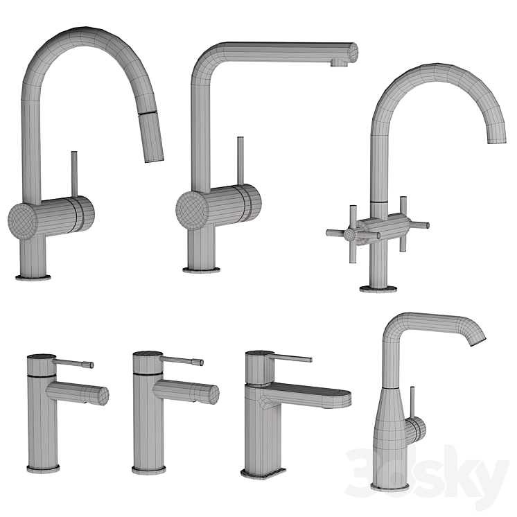 Grohe taps and shower set 10 Faucet 3D model