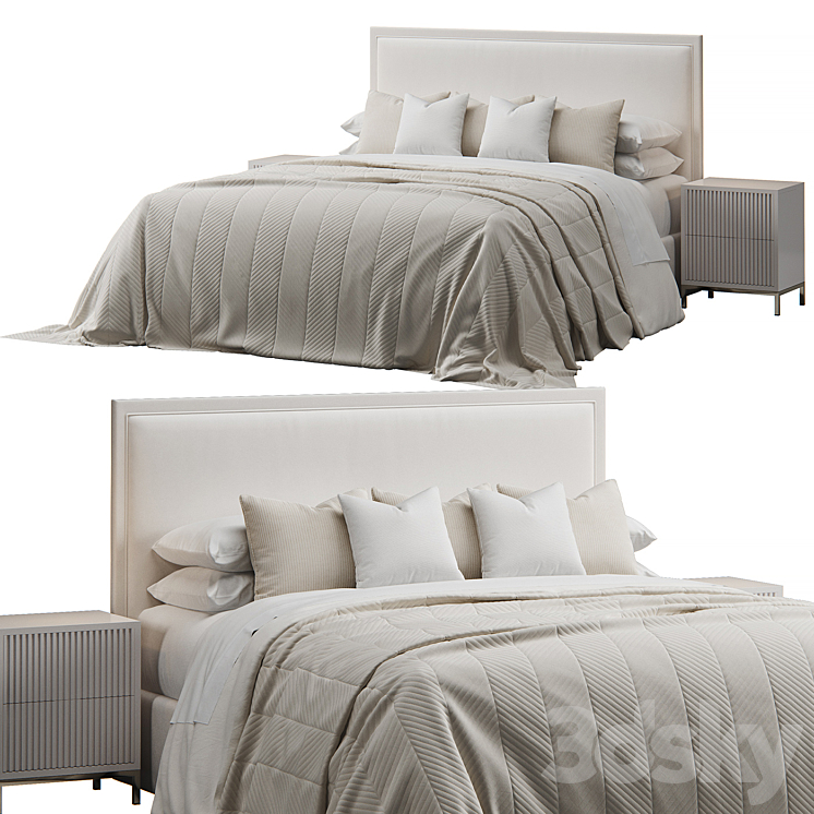 Rectangular Headboard Bed - Bed - 3D model