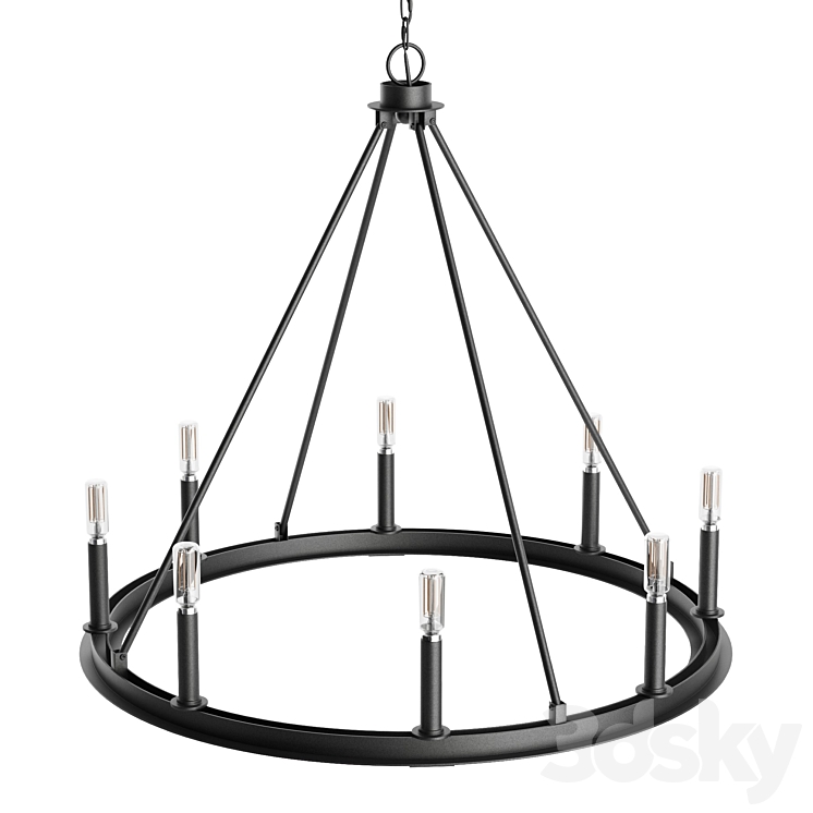 Minimalist Iron Ring Chandelier 12 Light Pendant light 3D model