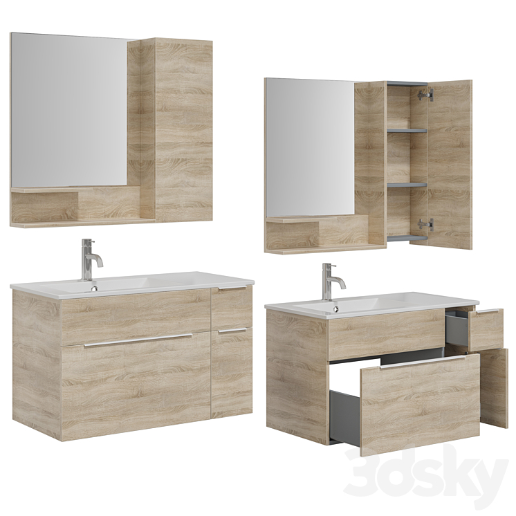 Comforty Varna 90 and Penal Tromso 35 Bathroom furniture 3D model