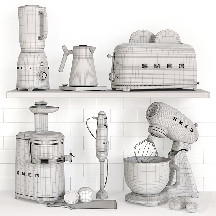 Set of kitchen appliances SMEG 04 3D model