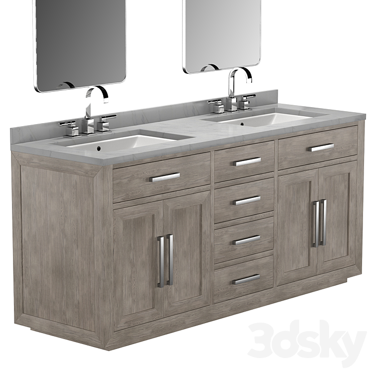 KEMPTON OAK DOUBLE VANITY Bathroom furniture 3D model