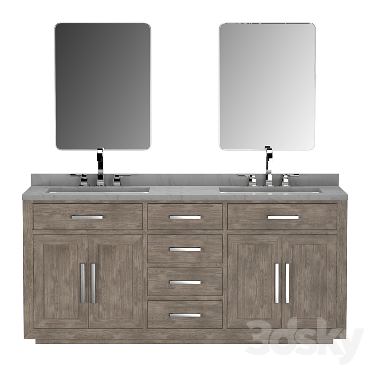 KEMPTON OAK DOUBLE VANITY Bathroom furniture 3D model