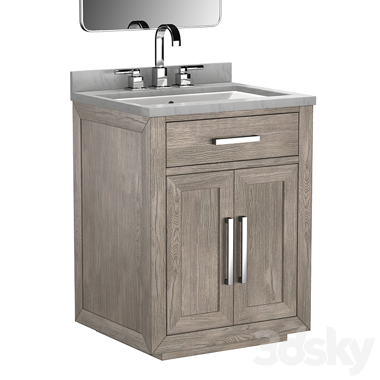KEMPTON OAK POWDER VANITY Bathroom furniture 3D model