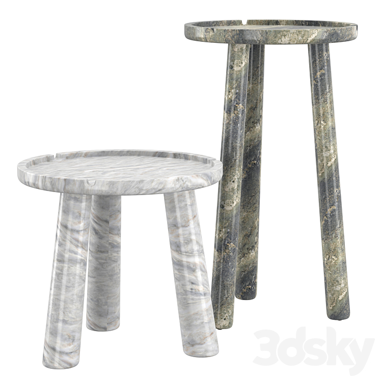 stone round coffee table - Table - 3D model
