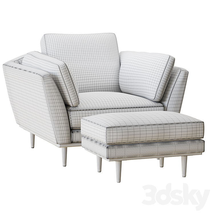 crate&barrel Hague MidCentury Accent Chair Arm chair 3D model