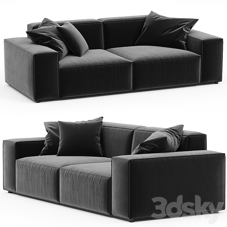 Rove Concepts Porter Black Velvet Sofa Sofa 3D model